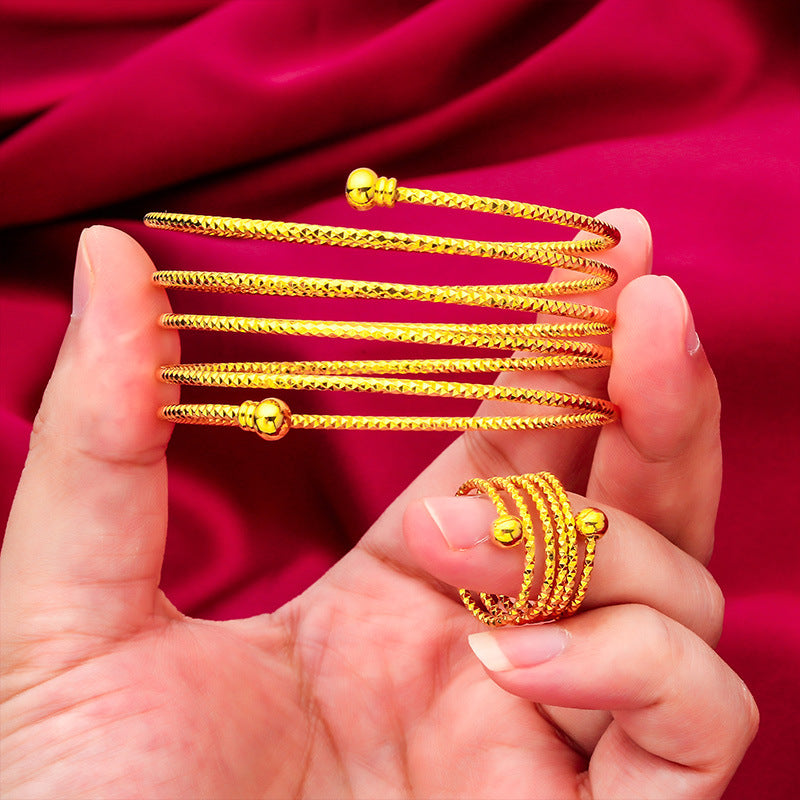 Women's Vietnam Placer Gold Bead Fashion Alluvial Jewelry Set