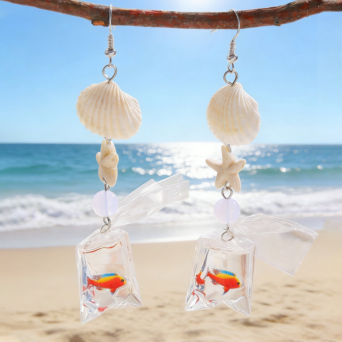 Women's Style Starfish Natural Shell Tropical Fish Earrings