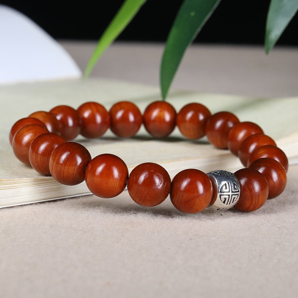 Women's & Men's Old Materials Thuja Red Oil Single Circle Buddha Beads Bracelets