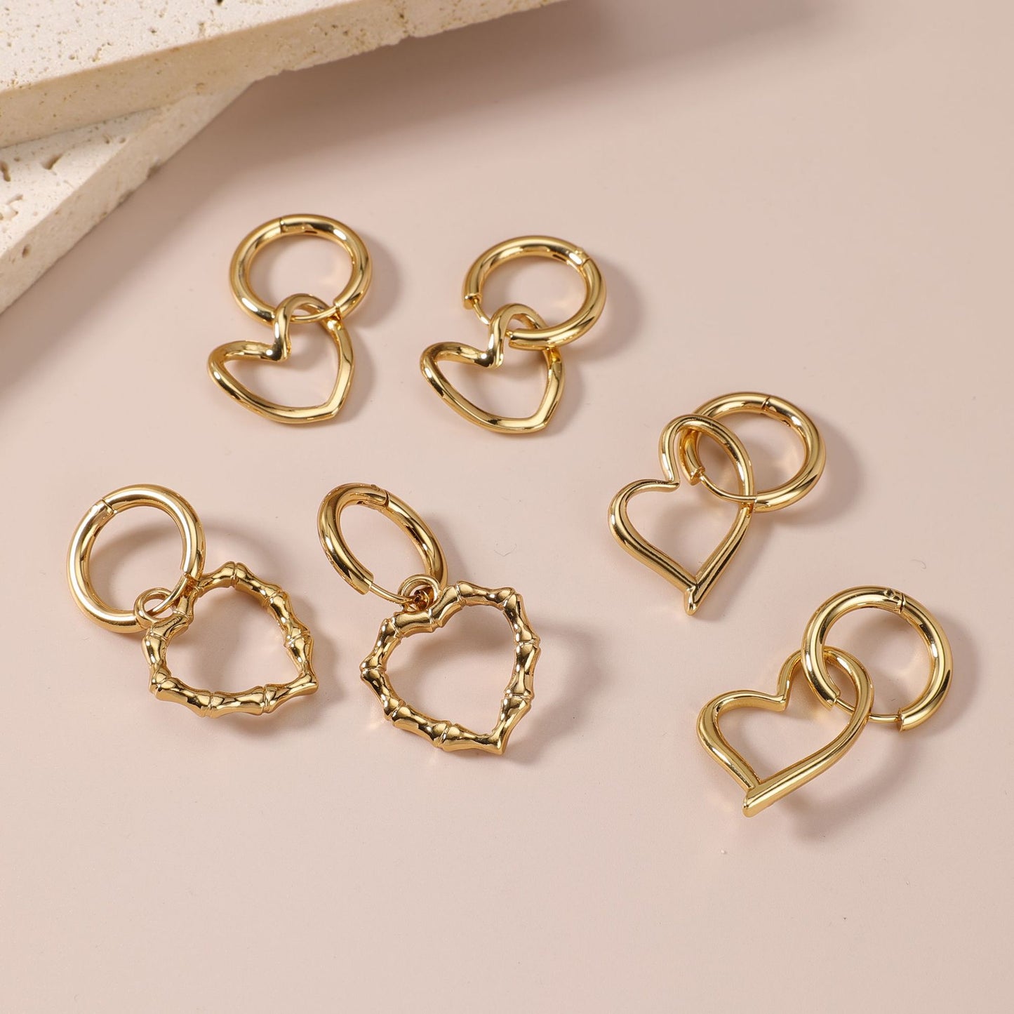 Women's Fashionable Stainless Steel Love Heart Flowers Eardrops Stud Earrings