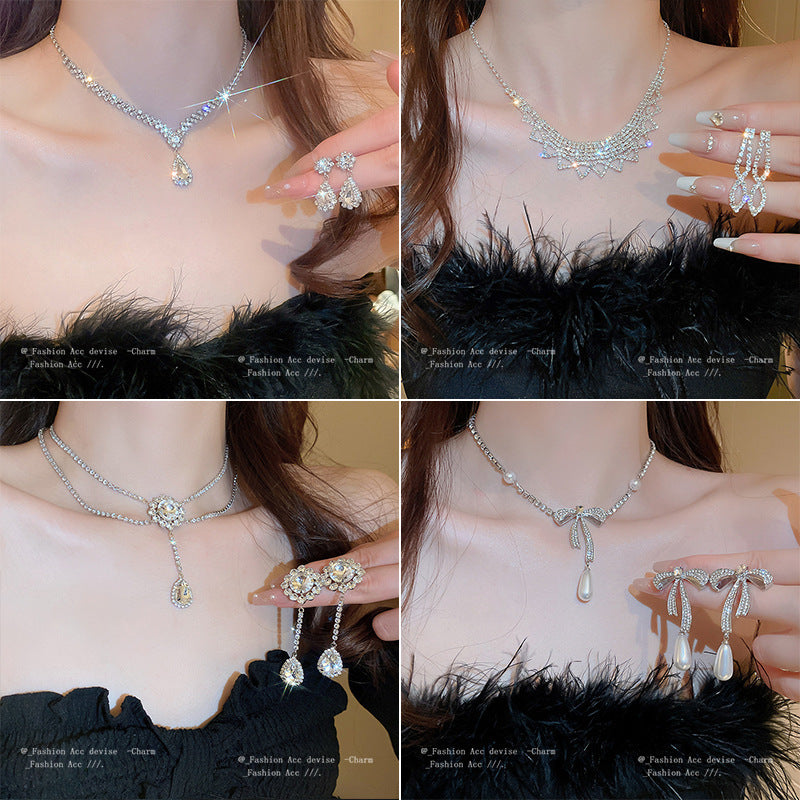 Diamond Geometric Suite Light Luxury Clavicle Jewelry Set