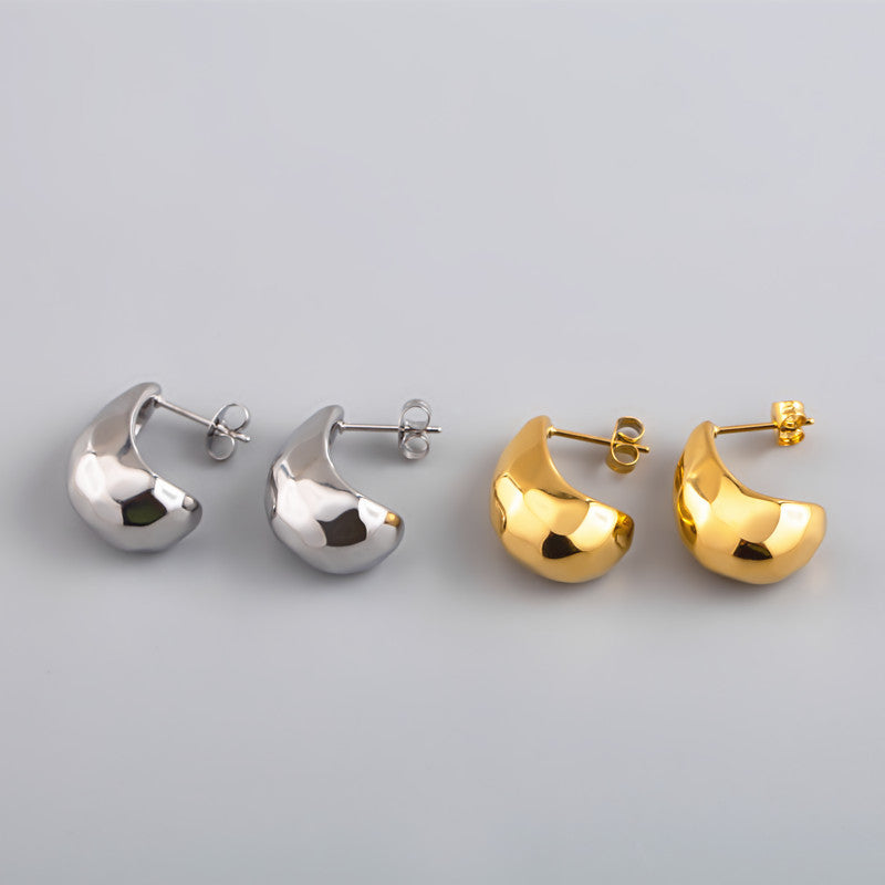 Titanium Steel Water Drop Ear Stylish Glossy High-grade Vacuum Vapor Rings