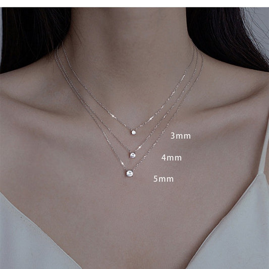 Women's Sier Single Diamond Zircon Style Light Necklace