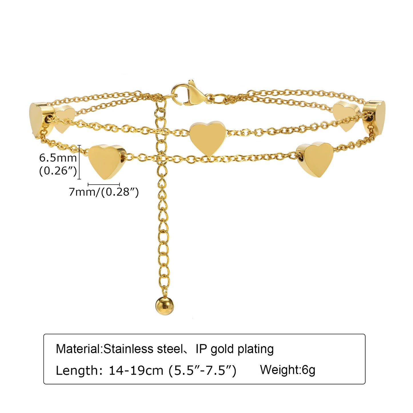 Women's Steel Zircon Gold Wafer Chain Partition Bracelets