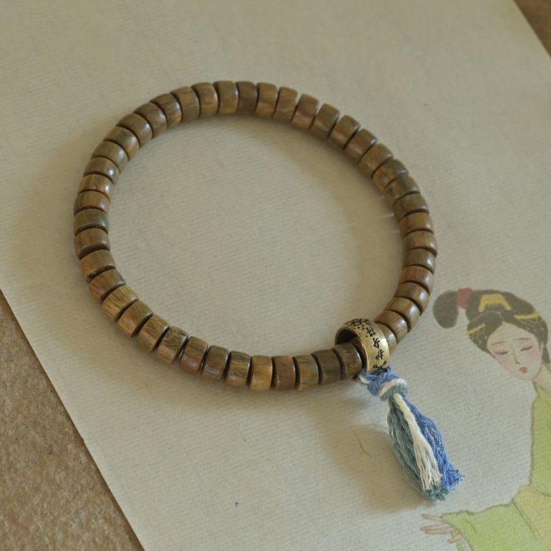 Women's & Men's Barrel Bead Blackwood Green Sandalwood Charm Good Bracelets