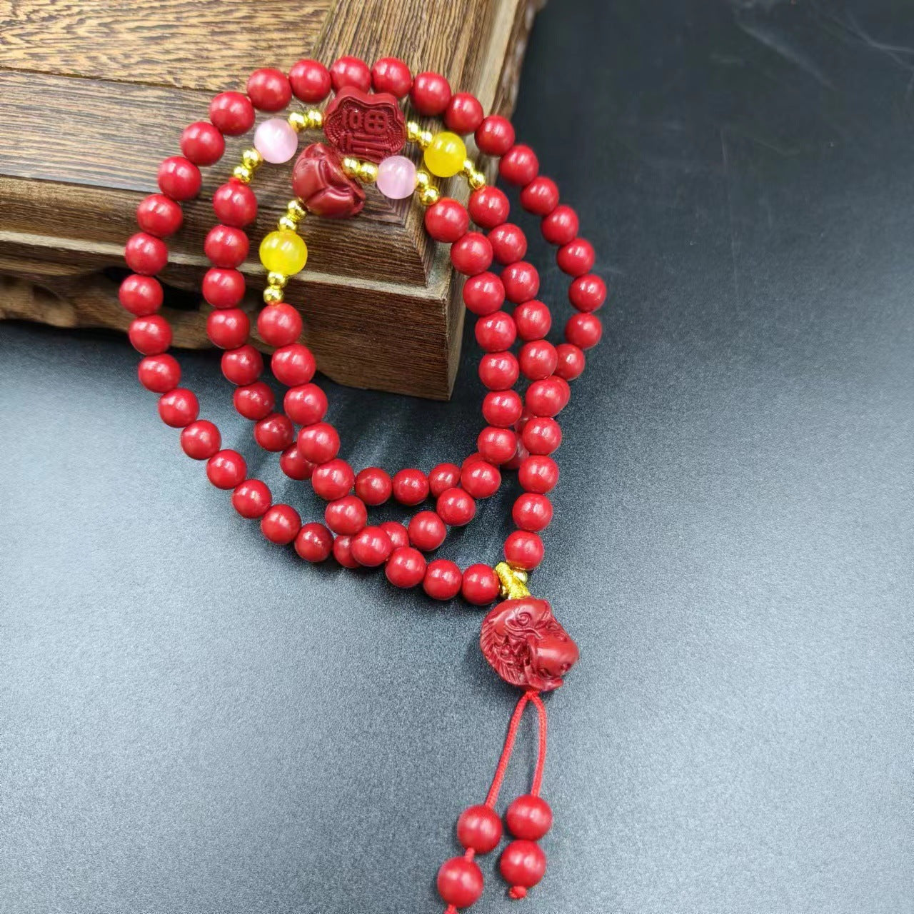 Women's & Men's Cinnabar Purple Gold Sand Single Circle Simple Buddha Beads Light Bracelet