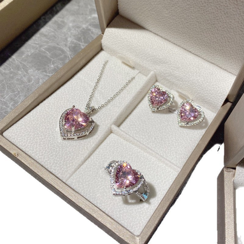 Women's Blue Red Yellow Green Purple White Gemstone Zircon Princess Jewelry Set