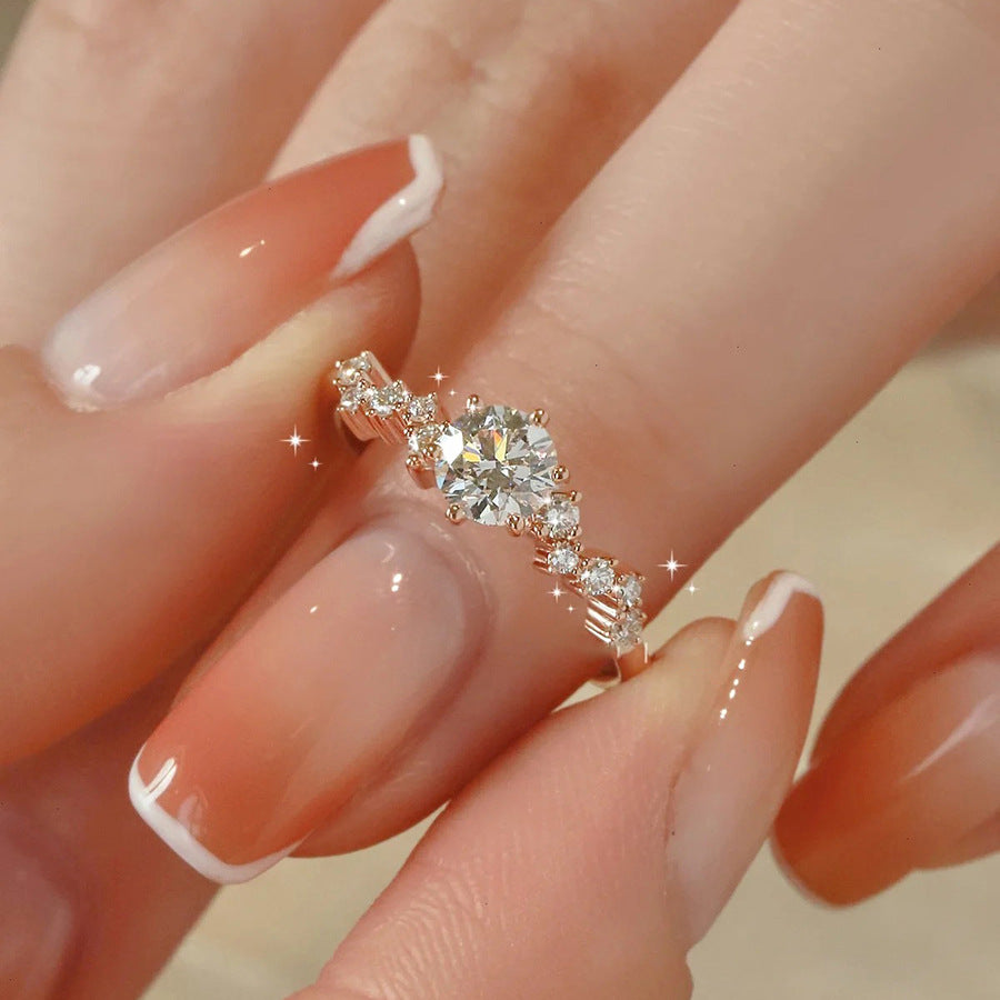 Rhinestone Star Dream Female Light Luxury Minority Rings