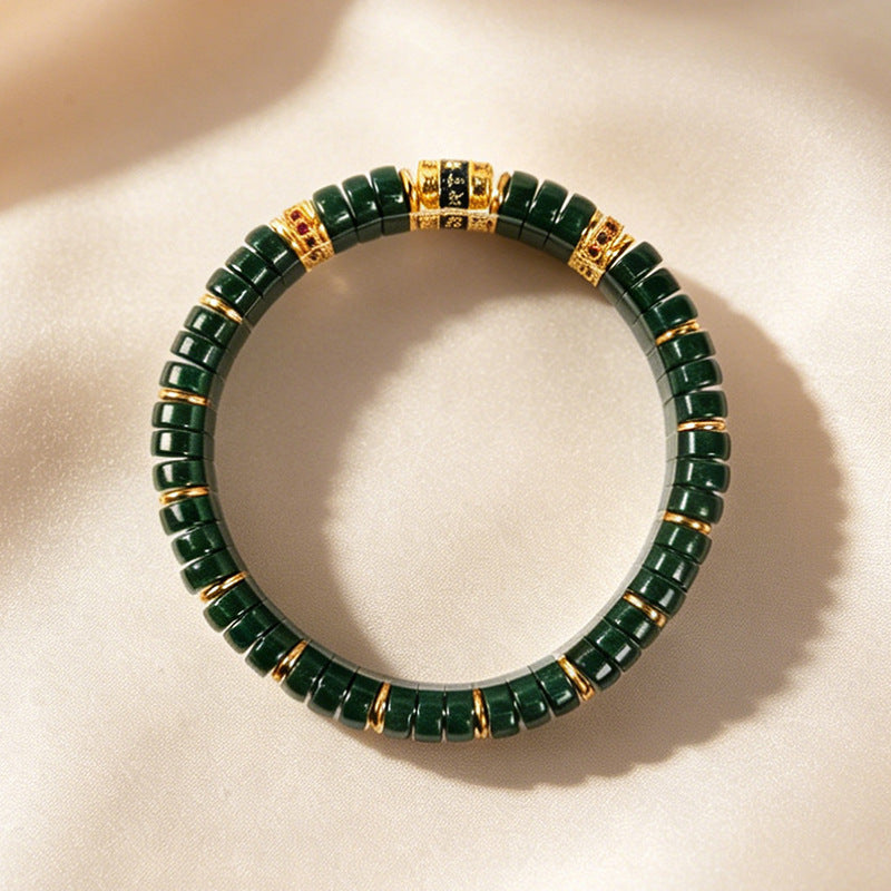 Women's & Men's Colored Glaze Tablet Spacer Prayer Tube Bracelet