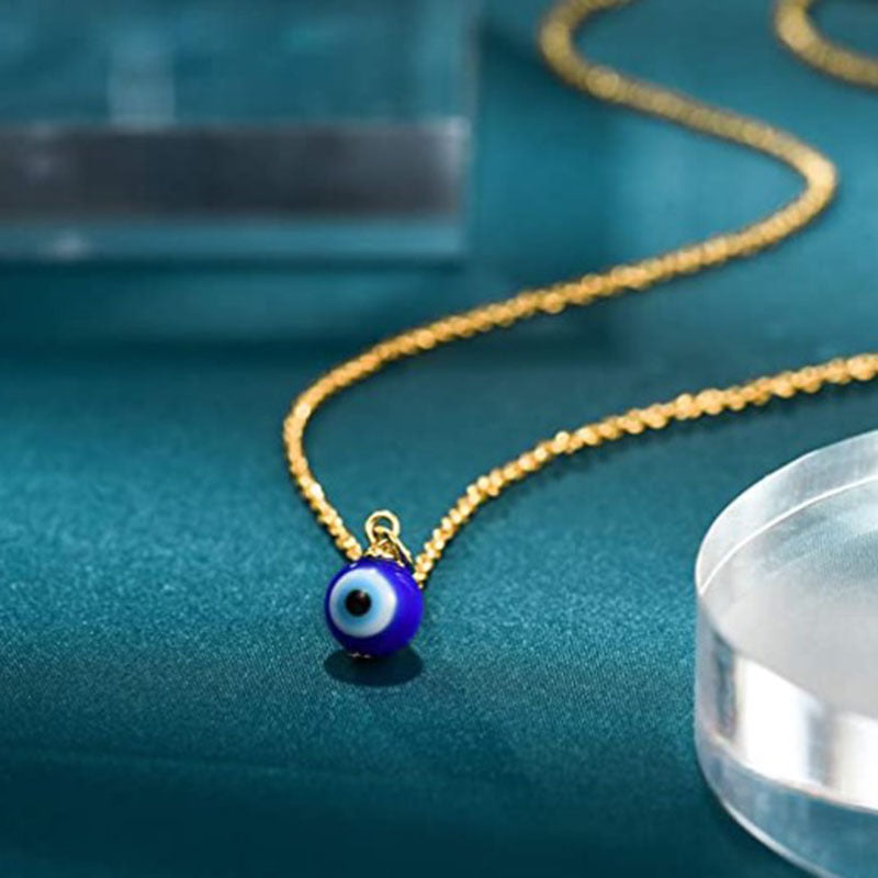 Round Beads Glass Ball Blue Eyes Devil Necklace