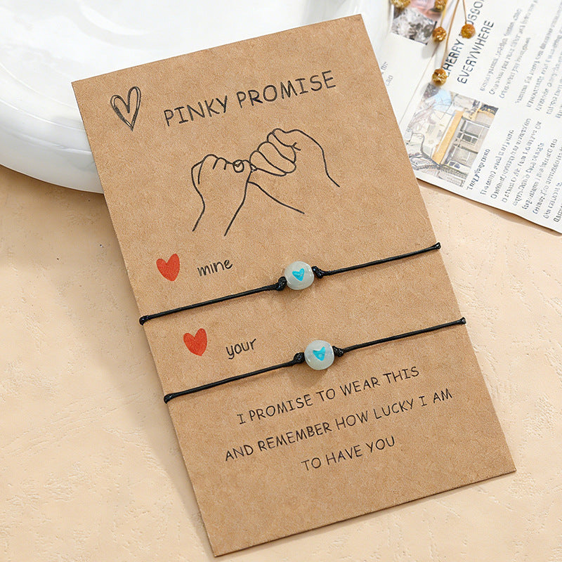 Lucky Beads Friendship Couple Drag Hook Card Adjustable Carrying Bracelet