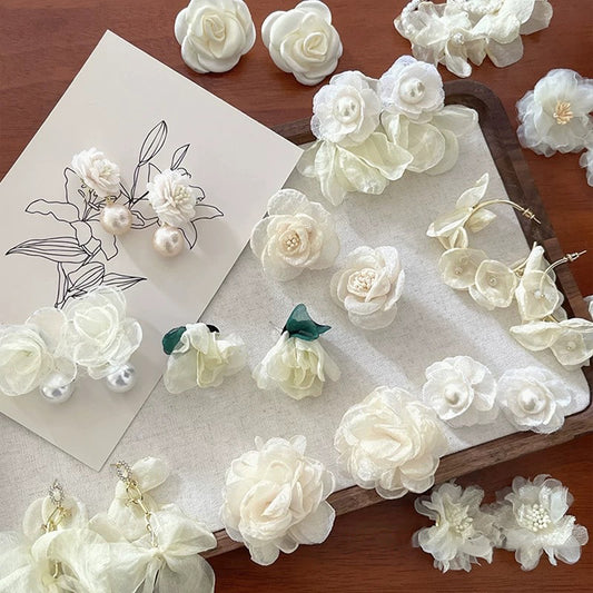 Net Yarn Flowers Tassel Fresh Sweet Earrings