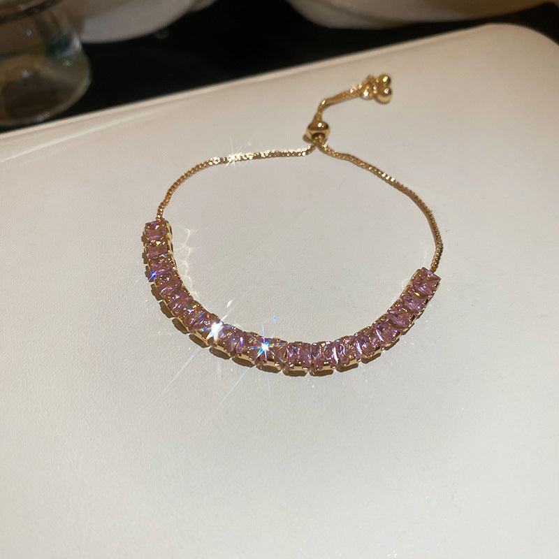 Women's Korean Geometric Round Zircon Light Luxury High-grade Stylish Simple Bracelets