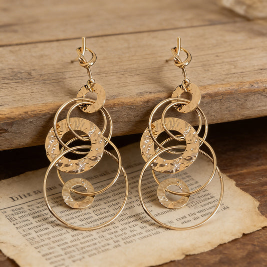 Women's Sier Needle Knotted Round Pleated Metal Tassel Stud Earrings