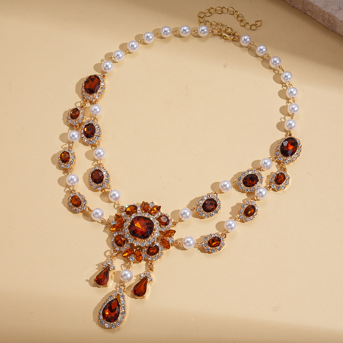 Style Turquoise Blue Diamond Flower Ear Light Luxury Minority Clavicle Necklaces
