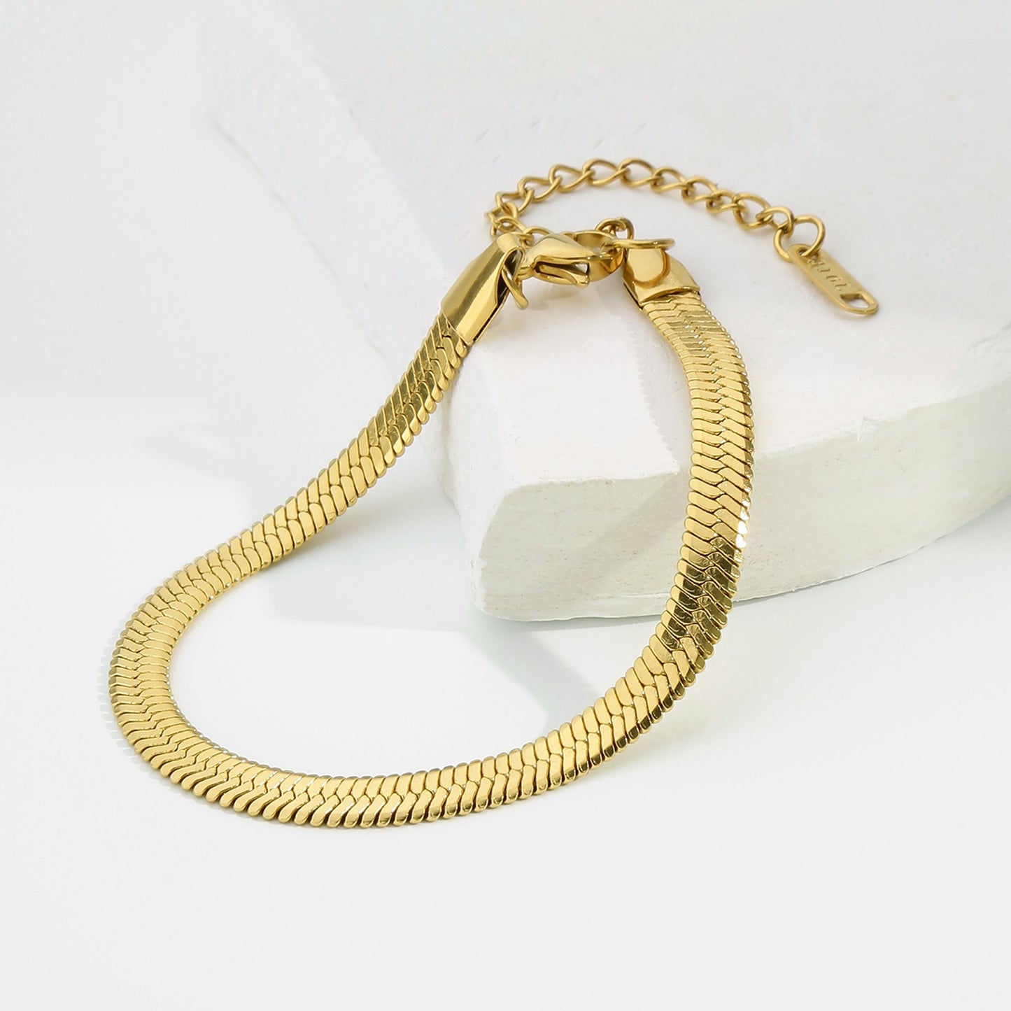 Metallic Titanium Steel Stainless Gold Blade Chain Bracelet