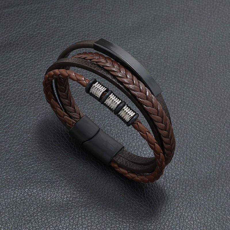 Men's Magnetic Buckle Vintage Leather Hand-woven Bracelets