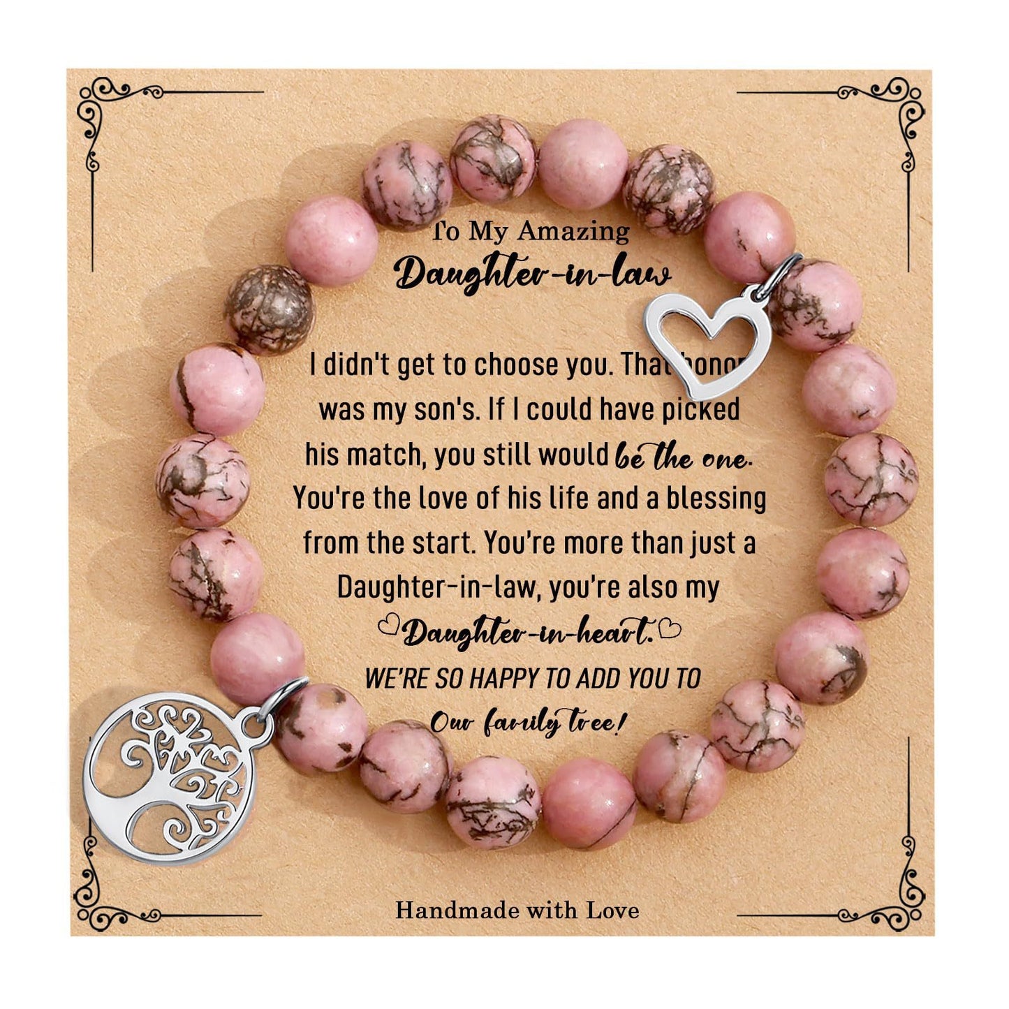 Zebra Peach Heart Stainless Steel Hexagonal Bracelets