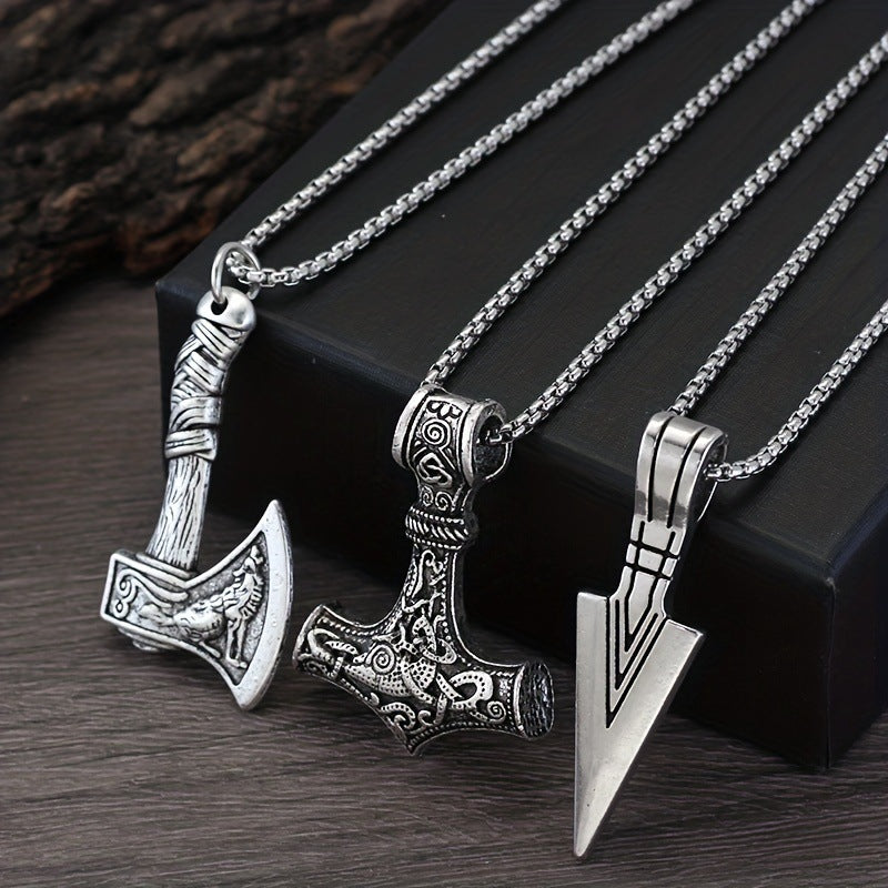 Men's Films Television Viking Force Laboratories Vikings Alloy Carved Hammer Shape Necklaces