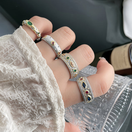 Women's Brushed Craft High-grade Vintage Lace Open Fashion Rings