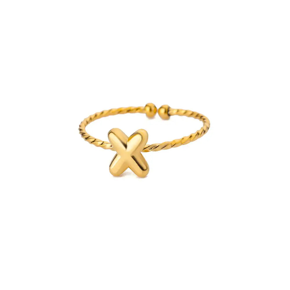 Stainless Steel Gold-plated English Letters Glossy Rings