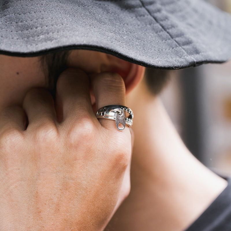 Minority Design Zipper Male Female Personality Punk Switchable Index Finger Rings
