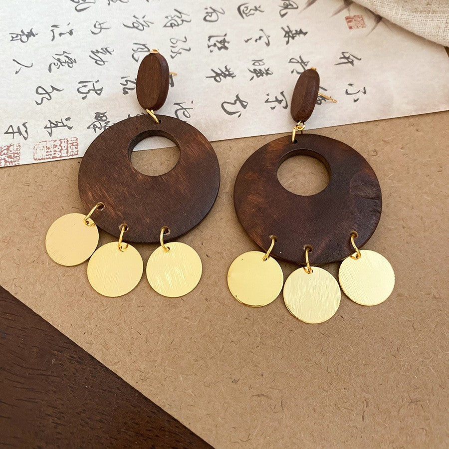 Women's Round Flower Vintage Ethnic Style Ear Niche Rings