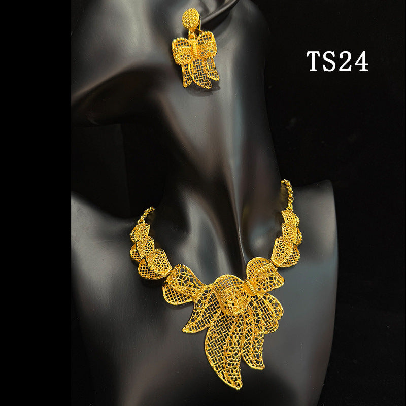 Gold Plated Female Bridal Wedding Imitation Jewelry Set