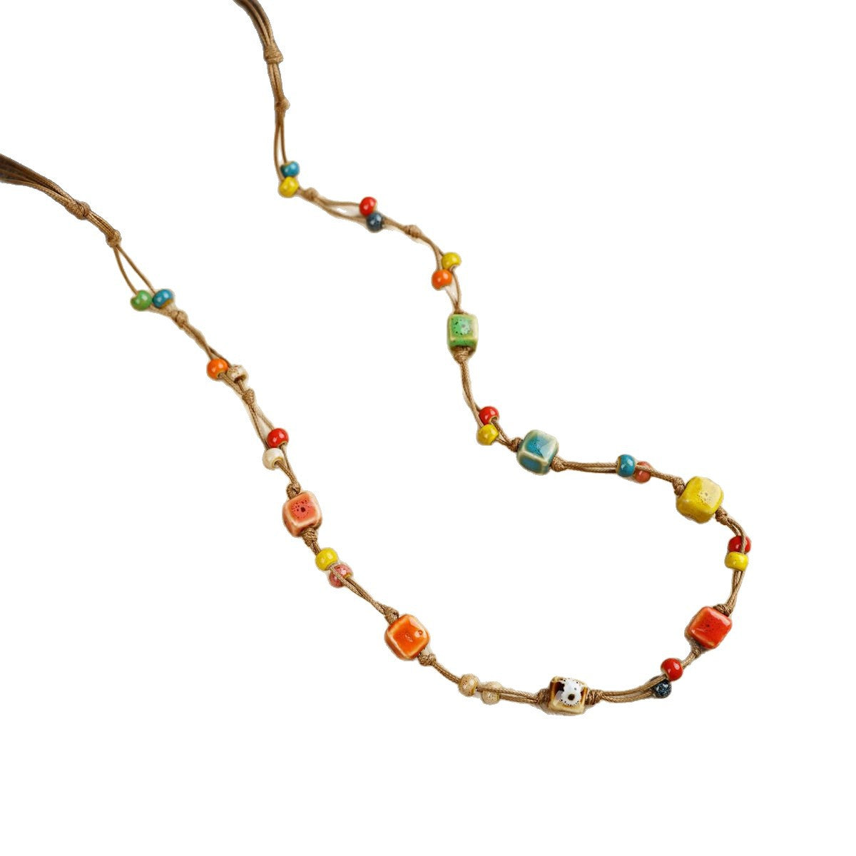 Ceramic Dopamine High Sense Colored Loving Heart Long Necklaces