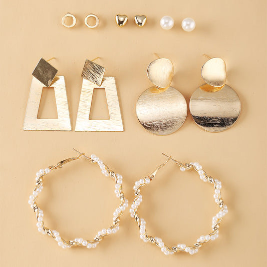 Suit Pairs Creative Metal Geometry Pearl Rings