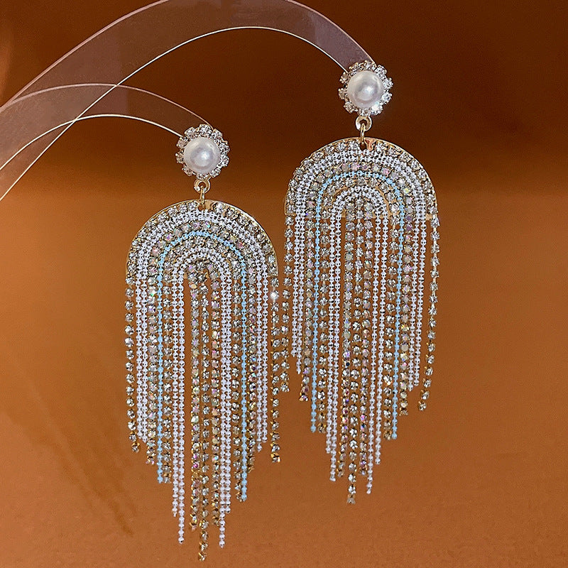 Women's Needle Zircon Long Elegant High Sense Delicate Earrings