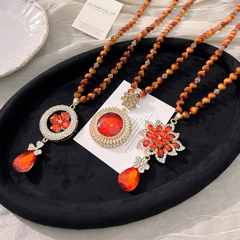 Women's Tigereye Light Luxury Long High-grade Sweater Chain Temperament Wild Clothing Necklace