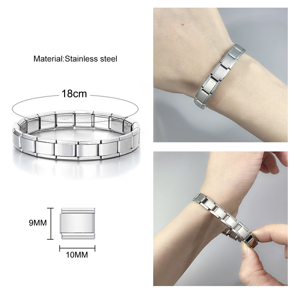 Stainless Steel Italian Module Splicing Titanium Bracelets