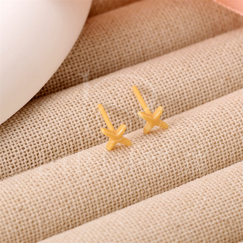 Cross Integrated Biological Porcelain Zirconia Ceramic Ear Small Auricular Needle Stud Earrings