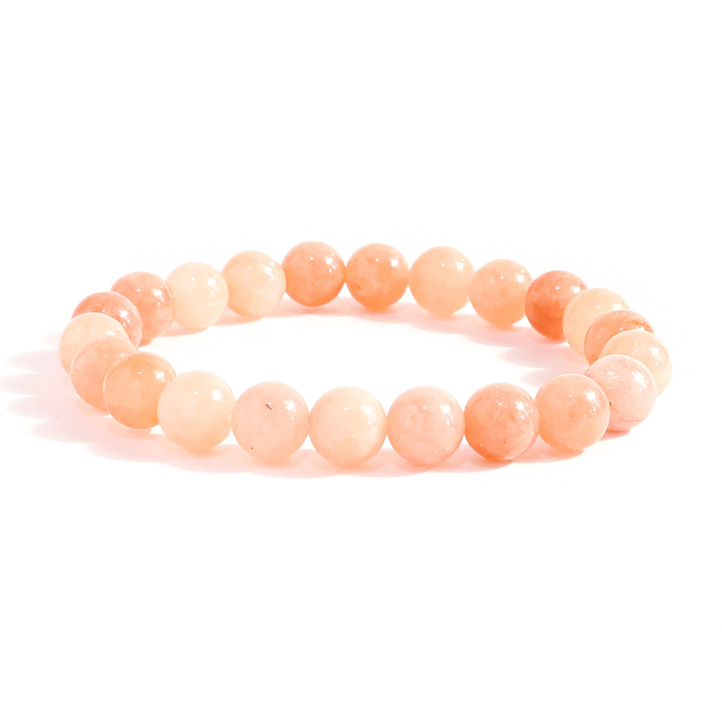 Natural Stone Beaded Stretch Agate Round Beads Turquoise Pink Bracelet