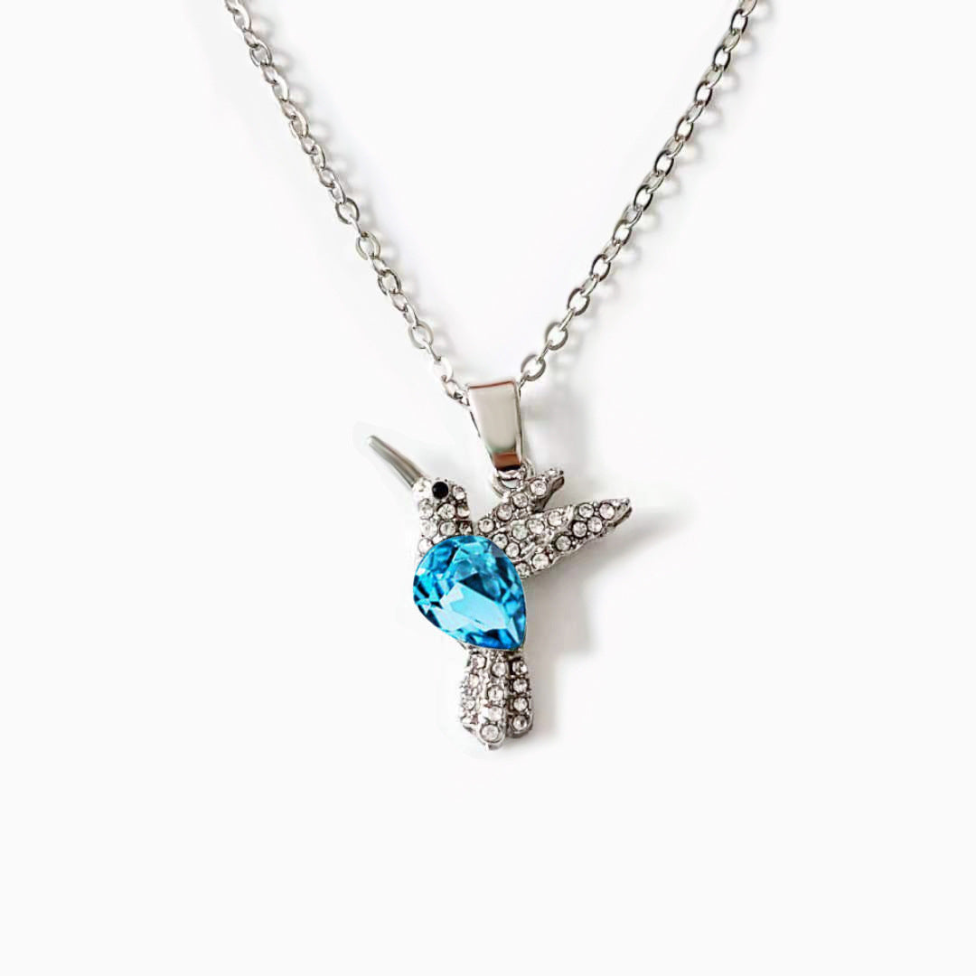 Women's Bird Wings Flying Water Drop Crystal Pearl Tassel Two-piece Clavicle Jewelry Set