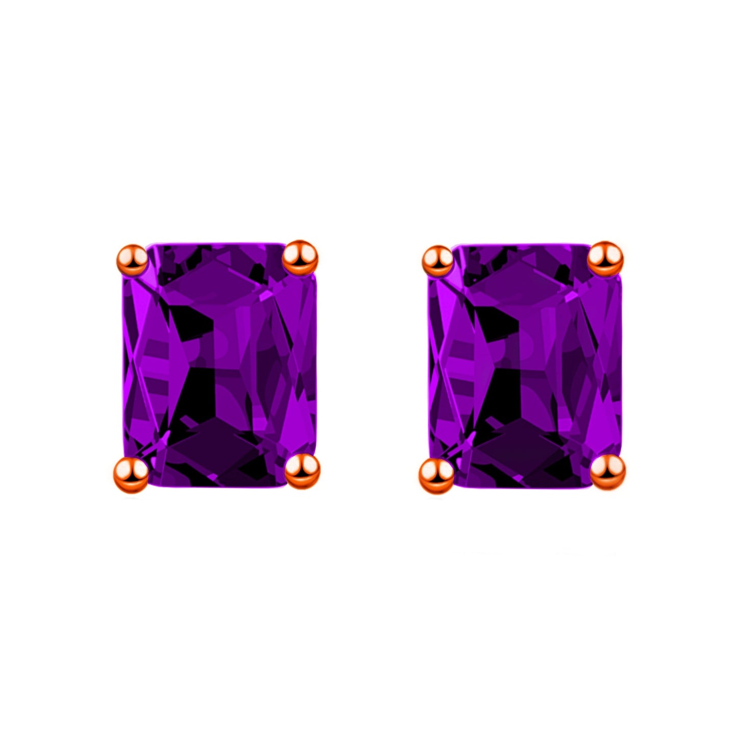 Fashion Rectangular Emerald Rose Gold Plated Rings