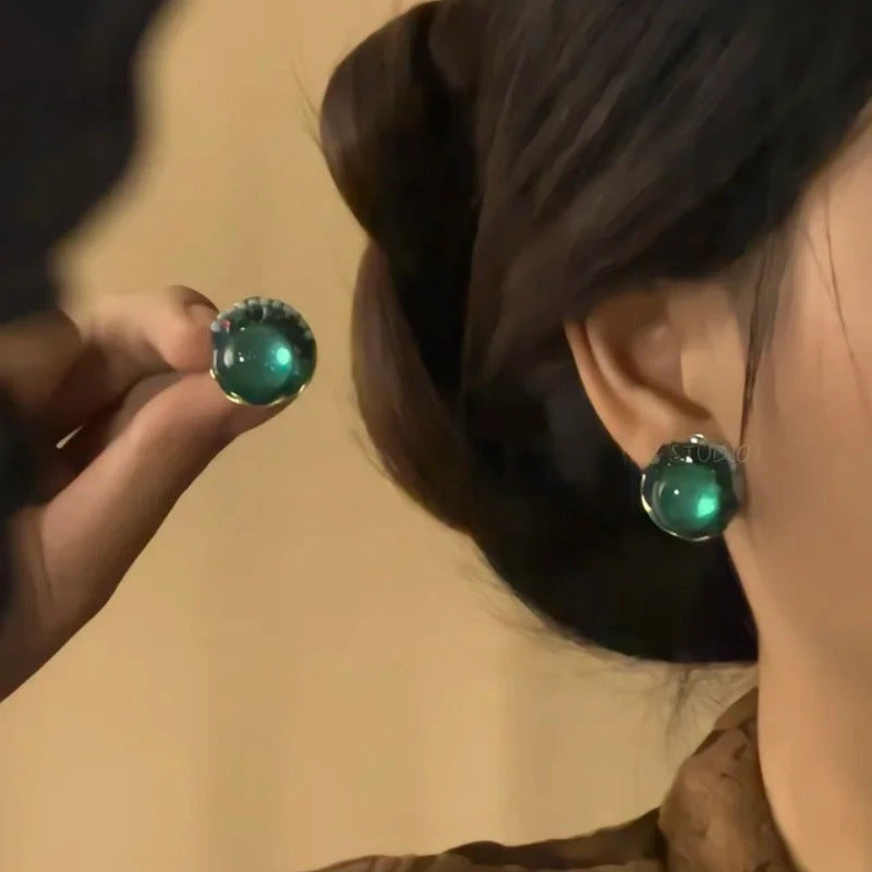 Women's Chinese Style National Burning Blue Beads Long Fringe Niche Retro Earrings