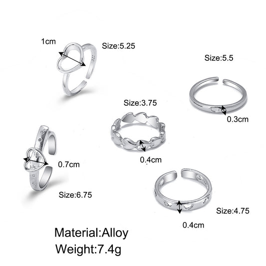 Opening Love Heart-shaped Set Hollow Cold Rings