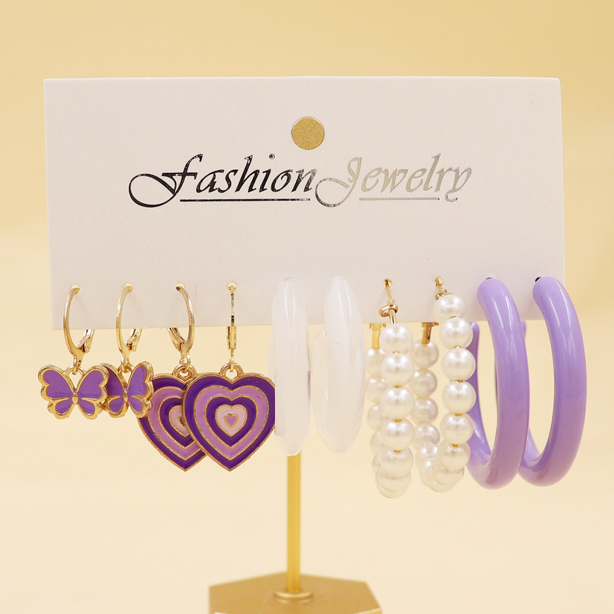 Women's Fresh Summer Versatile Acrylic Round Pairs Plastic Earrings