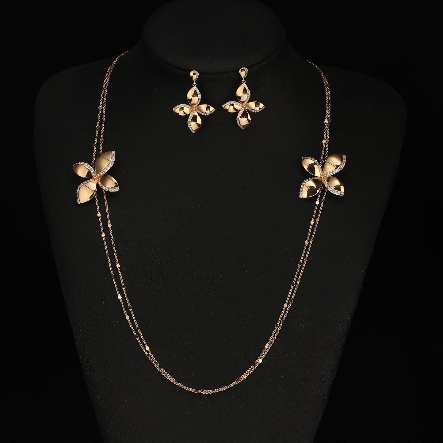 Women's Flower Light Luxury High-grade Sweater Chain Zircon Earrings