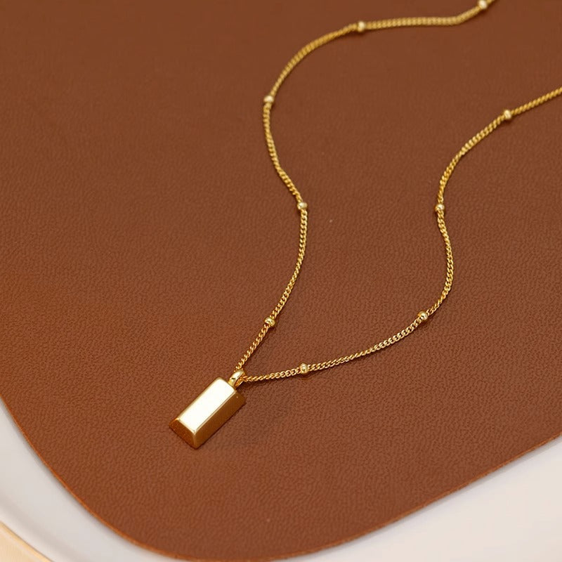Female Niche Clavicle Chain Partition Bead Titanium Steel Necklace
