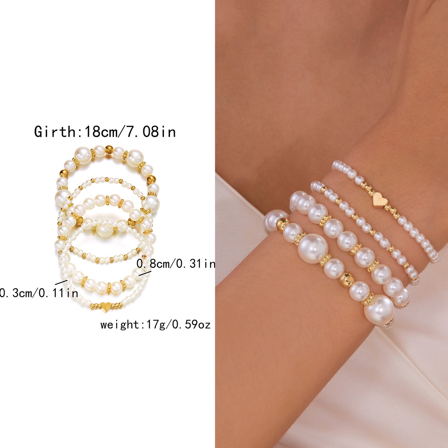 Women's High-grade Creative Imitation Pearl Love Woven Bracelets