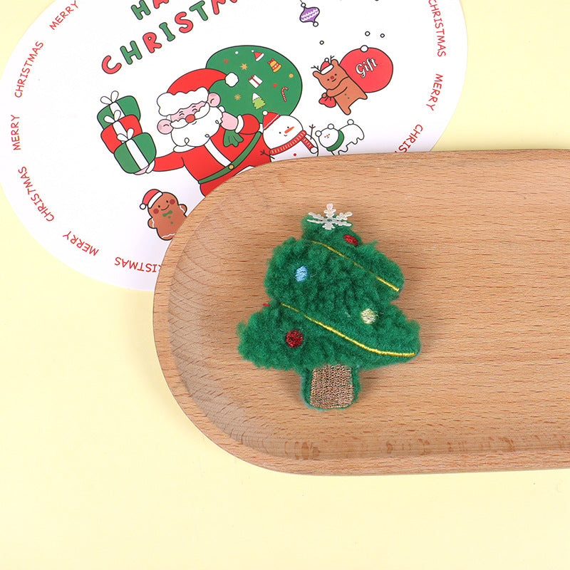 Christmas Brooch Plush Doll Santa Claus Snowman Elk Cartoon Jewelry Accessories