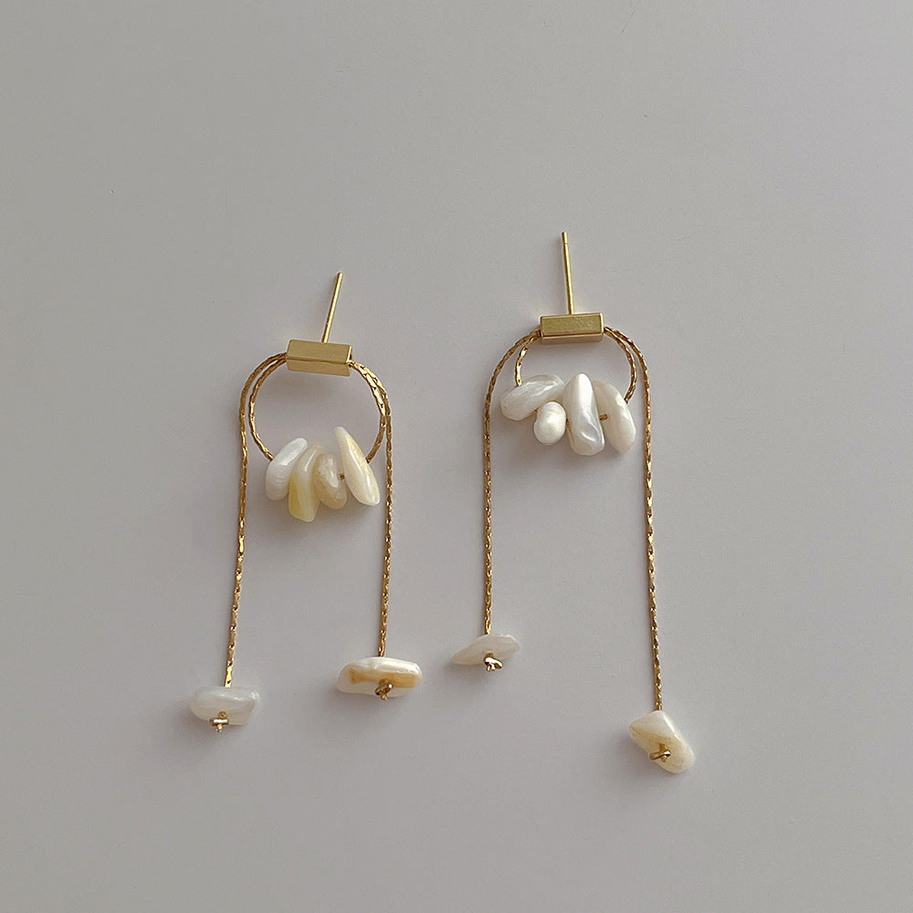Women's Natural Stone Pull-out Fashion Retro French Lines Irregular Earrings
