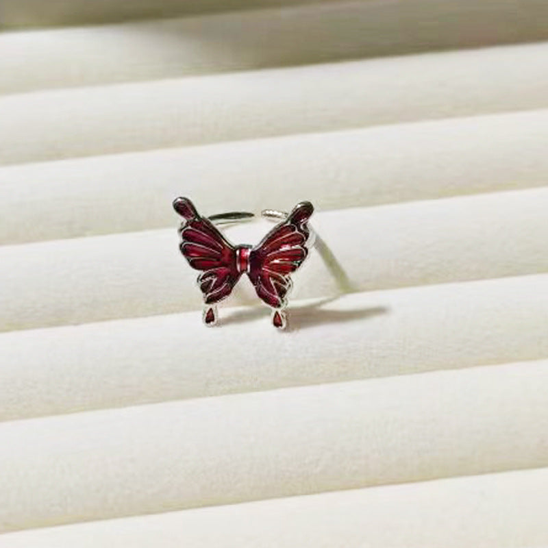 Women's Drip Glazed Three-dimensional Butterfly Opening High-grade Ring