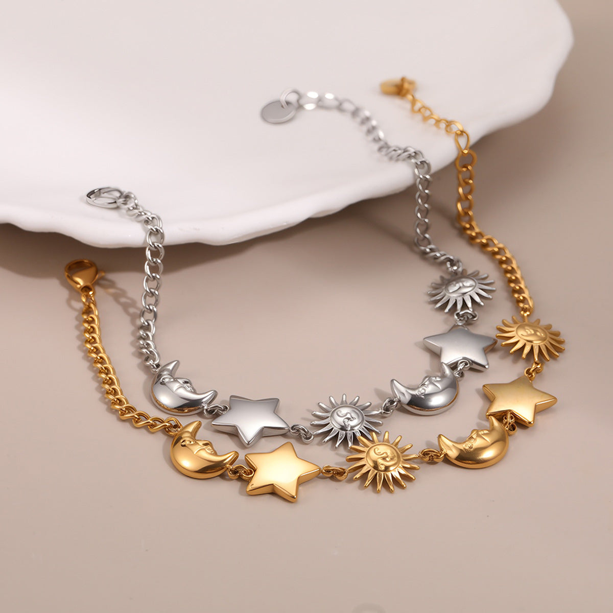 Women's Sun Moon Stainless Steel Light Luxury Bracelets