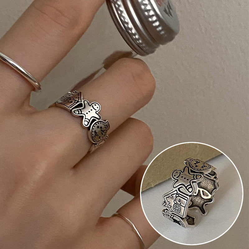 Hammered Female Fashion Personality Creativity Design Rings