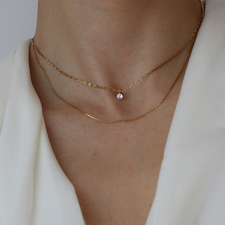Women's Bright Hair Titanium Steel Simple Small Design Gold-plated Necklaces
