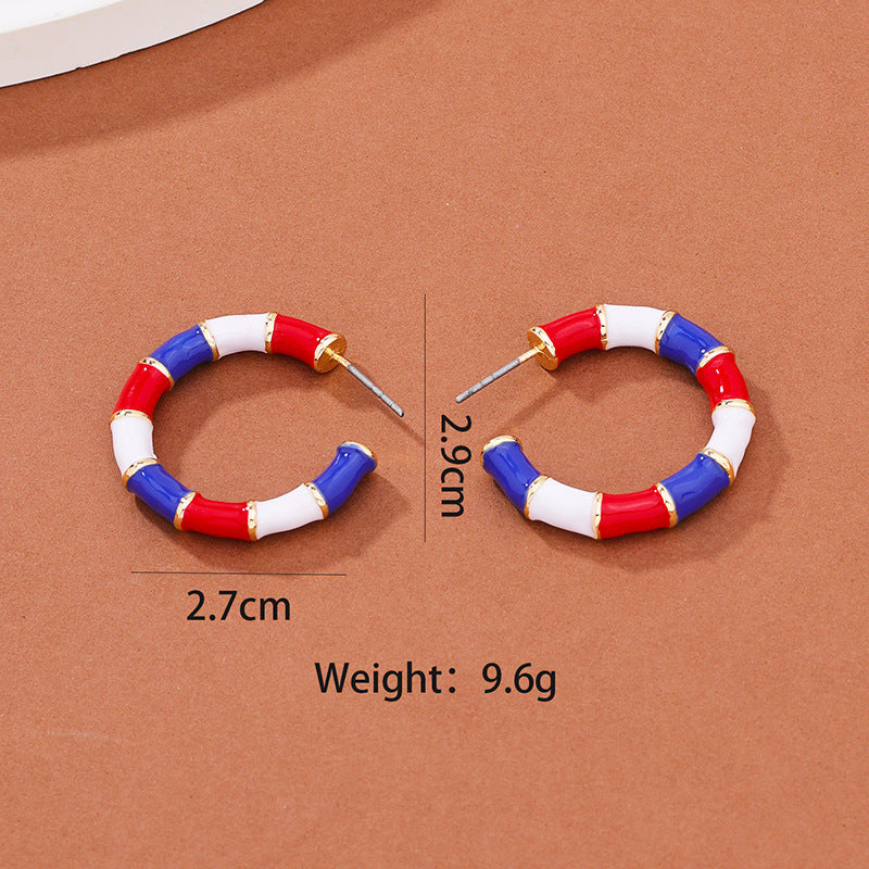 Design Oil Dripping Bamboo Joint White Red Eardrop Ladies Cool Stud Earrings